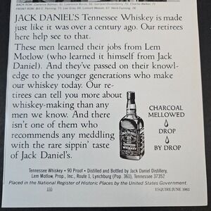 1983 Jack Daniel's Old No 7 Tennessee Sour Mash Whiskey Vintage Print Ad Mancave